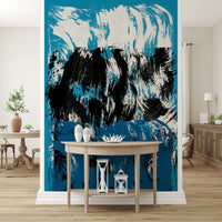 Tumultuous wall mural Obscure black mass, churning blue, High Tide.