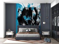 High Tide Wall Mural: Foamy blue, black slather, roiling water abstract.