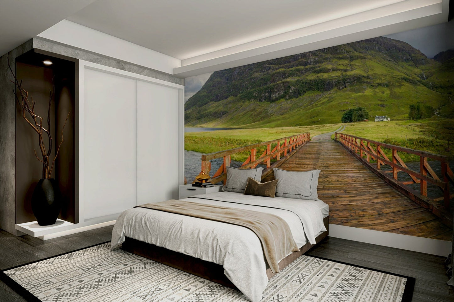 Peaceful highland landscape wall mural

