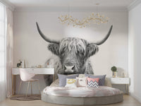 Focus on the bull's horns and expressive face.

