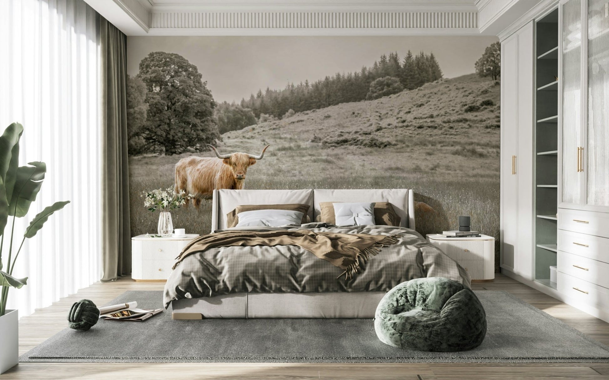 Animal-themed mural wallpaper for interiors
