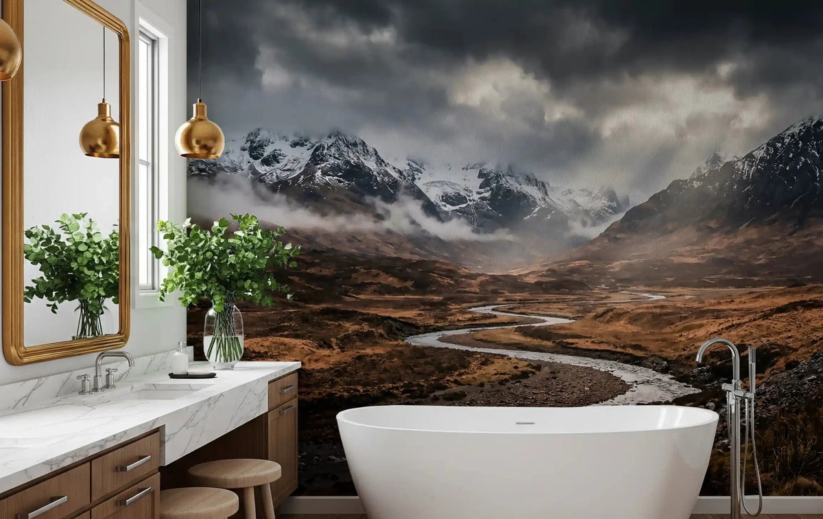Bathroom set with Highlands' Dramatic wall mural scene, GD9327