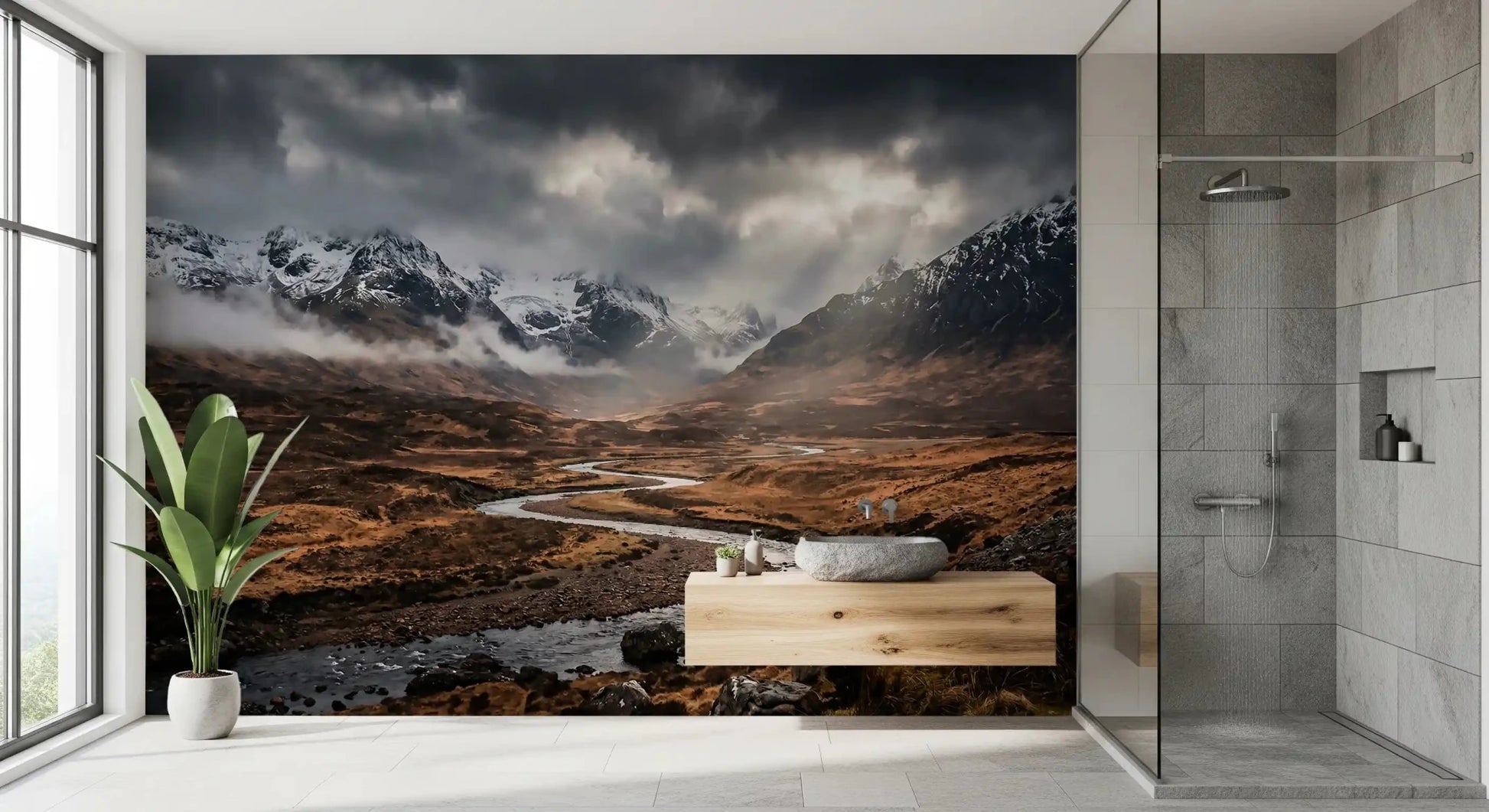 Scenic dark terrain in Highlands' Dramatic wall mural