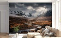 Cloudy mountain view across Highlands' Embrace wall mural