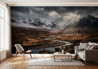 Wide panorama from Highlands' Dramatic Embrace mural