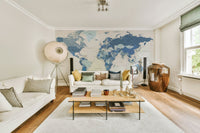 Detailed cartography in blue tones wallpaper


