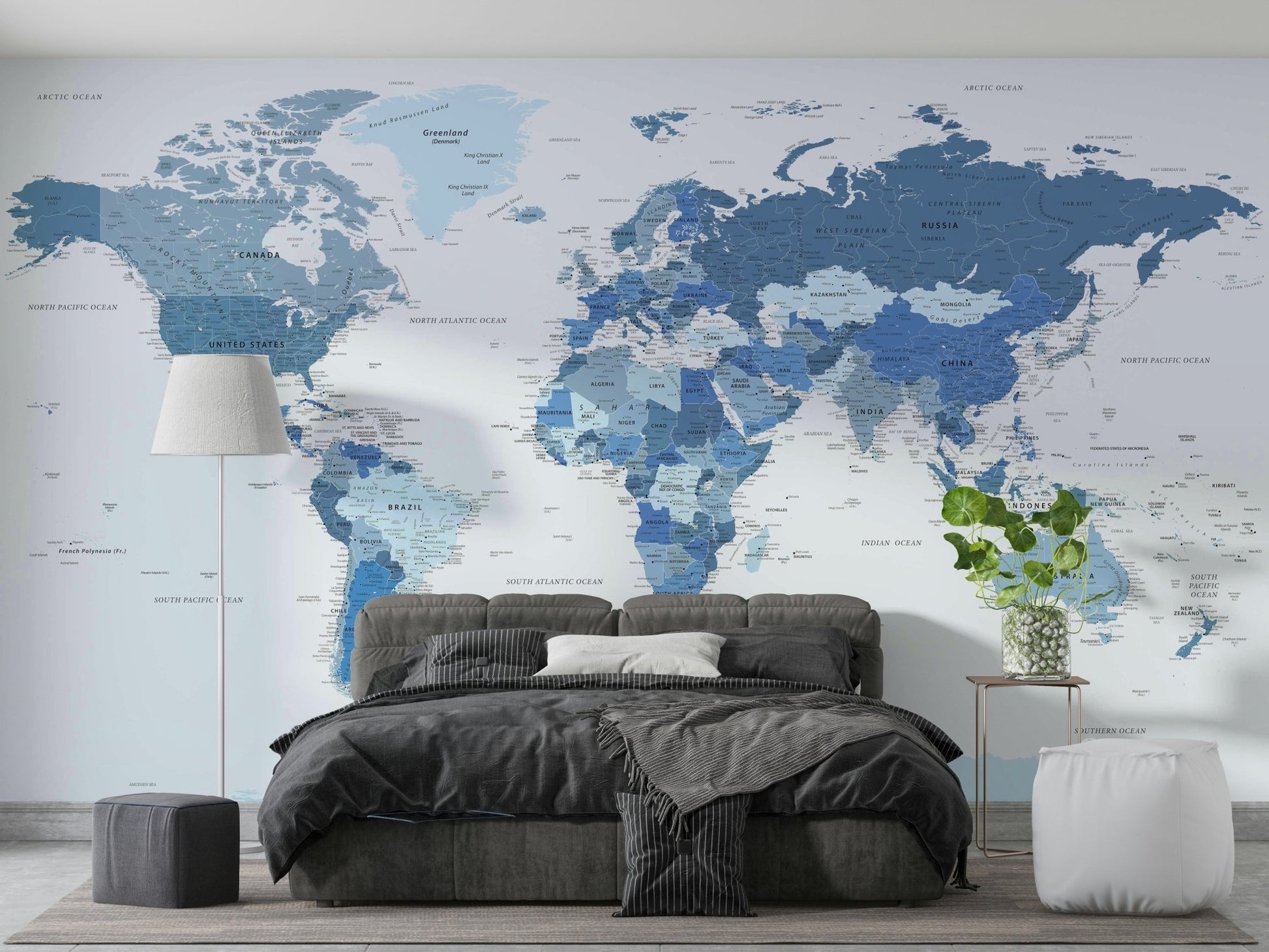 Stylish educational mural wallpaper close-up

