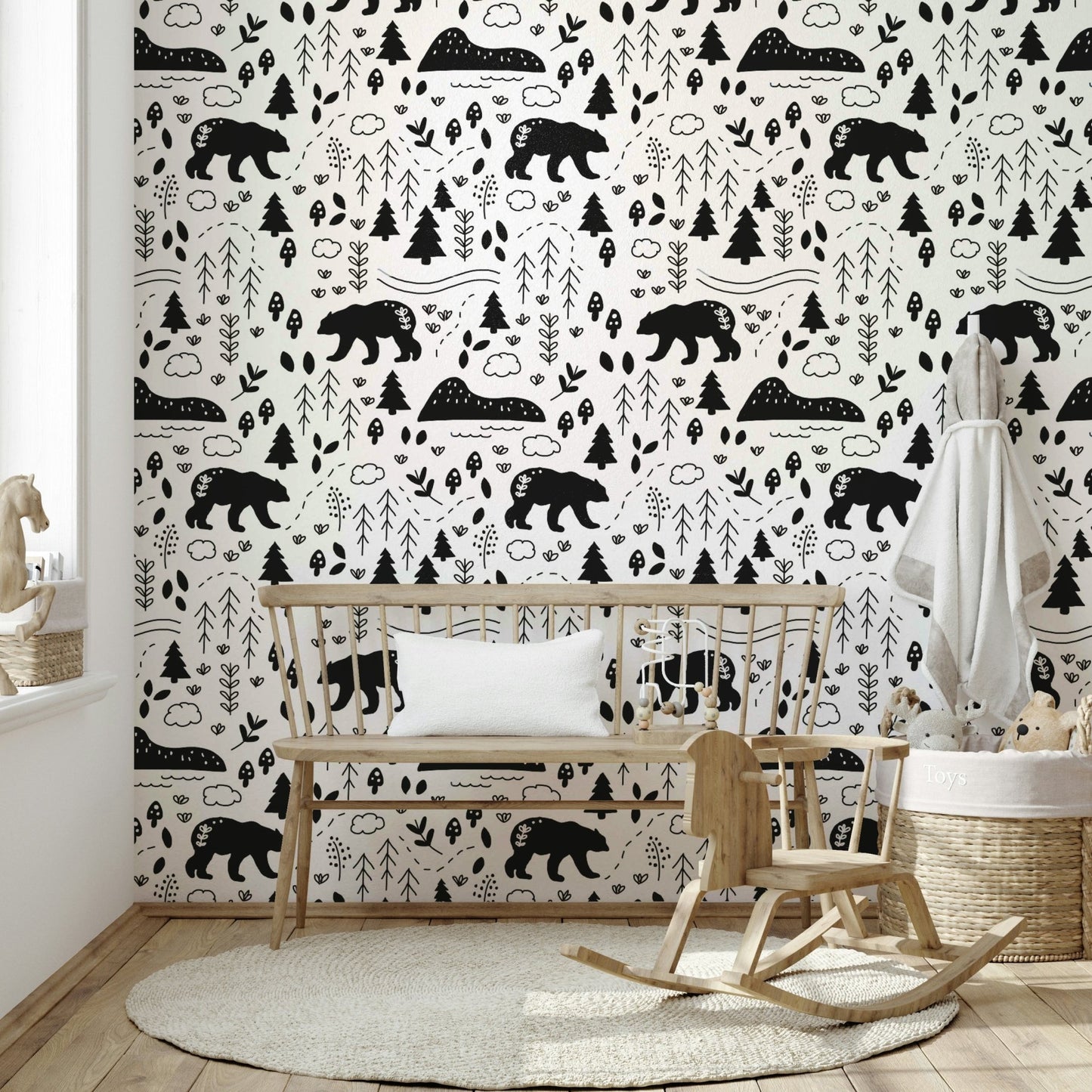 Tranquil country hiking wallpaper for home decor

