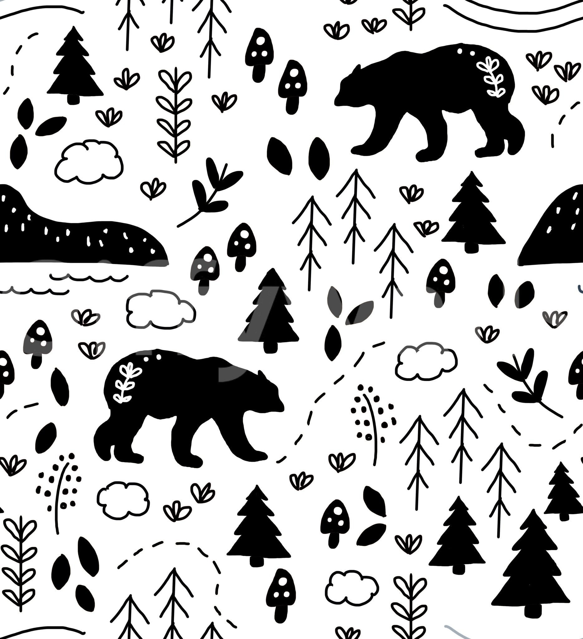 Lush green hiking trail wallpaper for serene interiors

