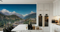 Crisp blue sky over Himalayan Heights wallpaper for walls.