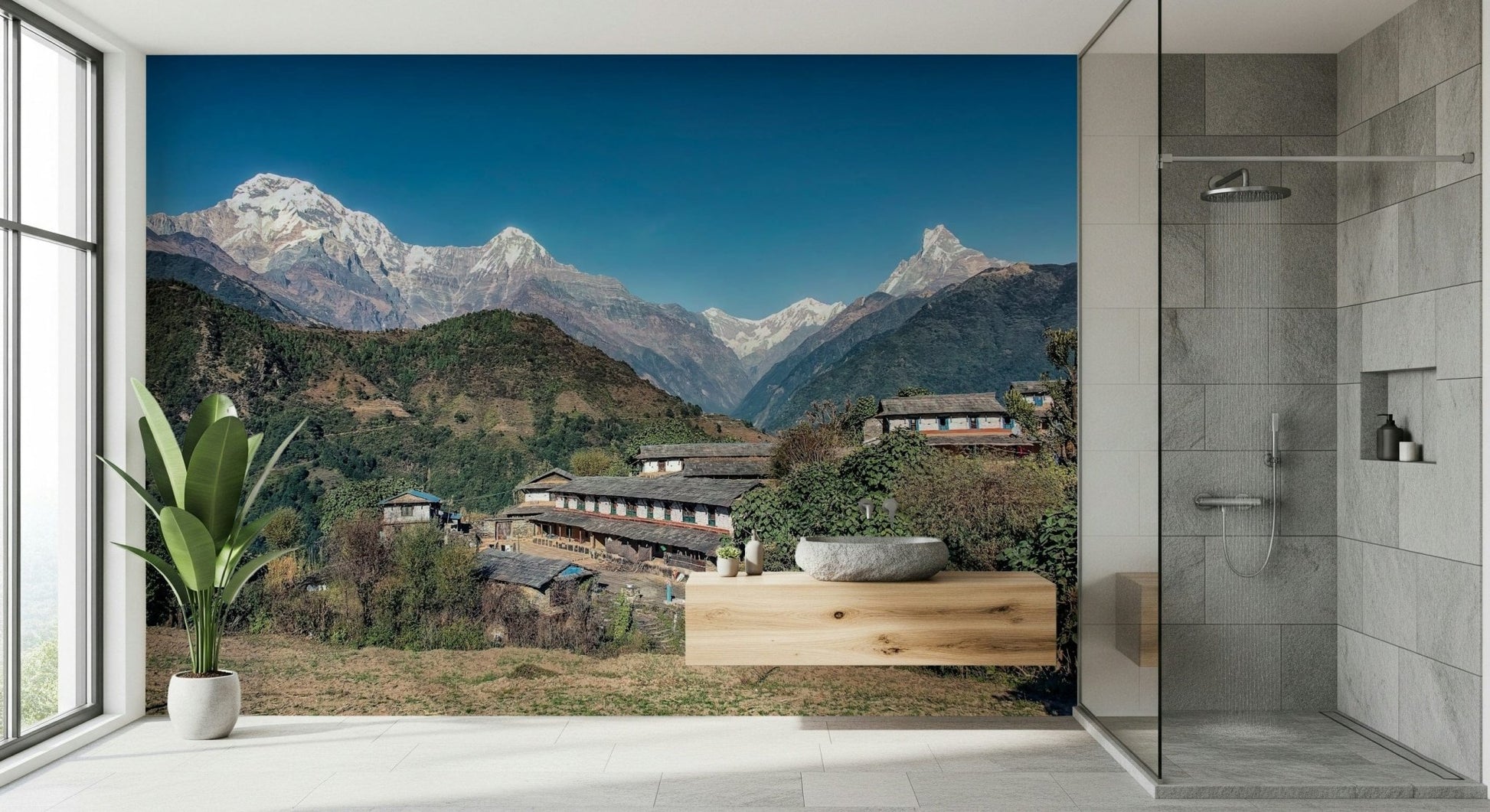 Majestic Annapurna range view Himalayan Heights wallpaper for walls.