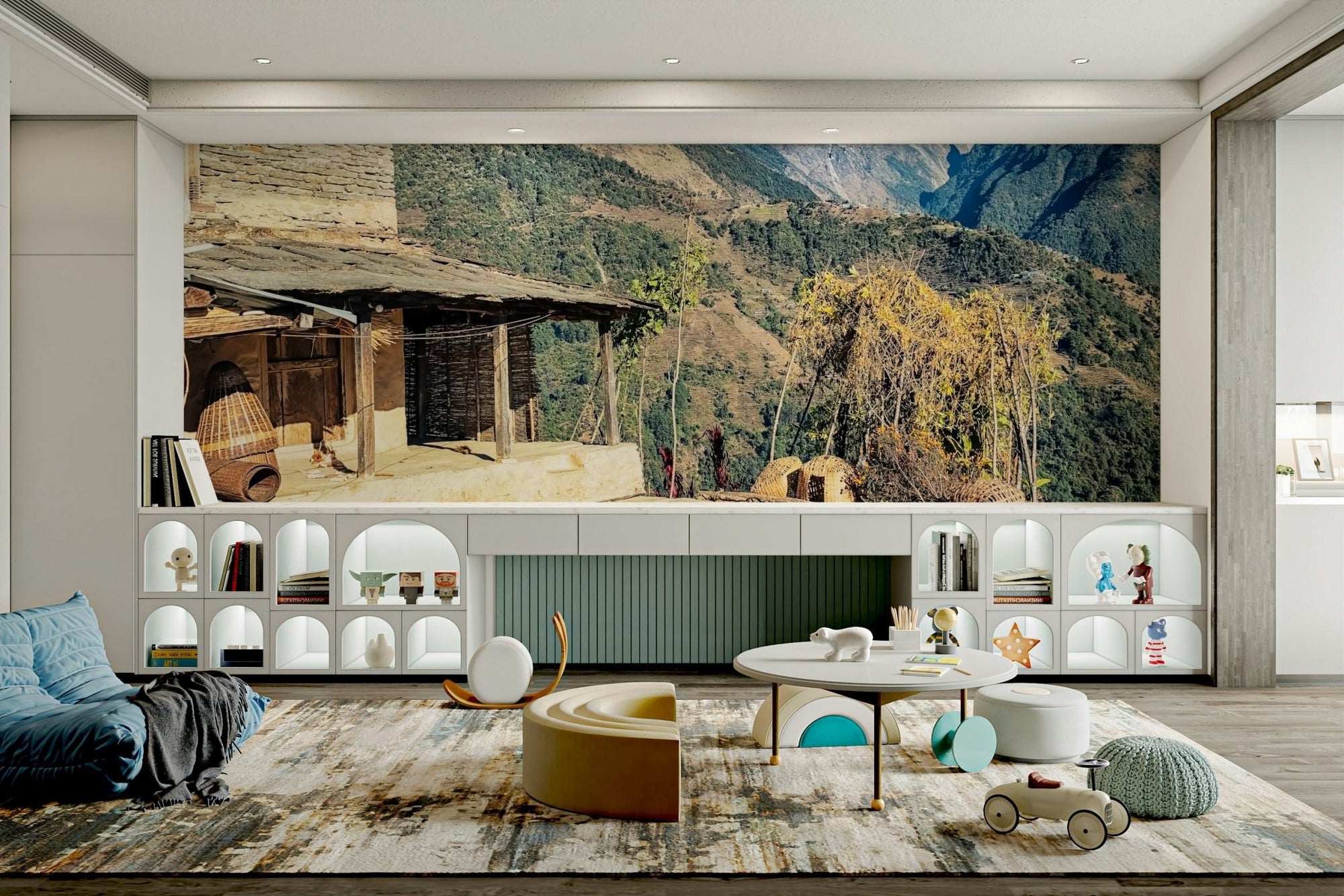 Himalayan Home View Wall Mural showing snowy mountain peaks GD5024