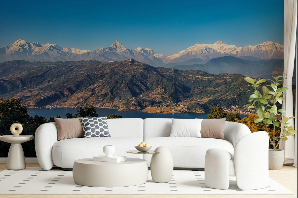 Himalayan Vista wall mural showing snow-capped peaks above a blue lake GD7371

