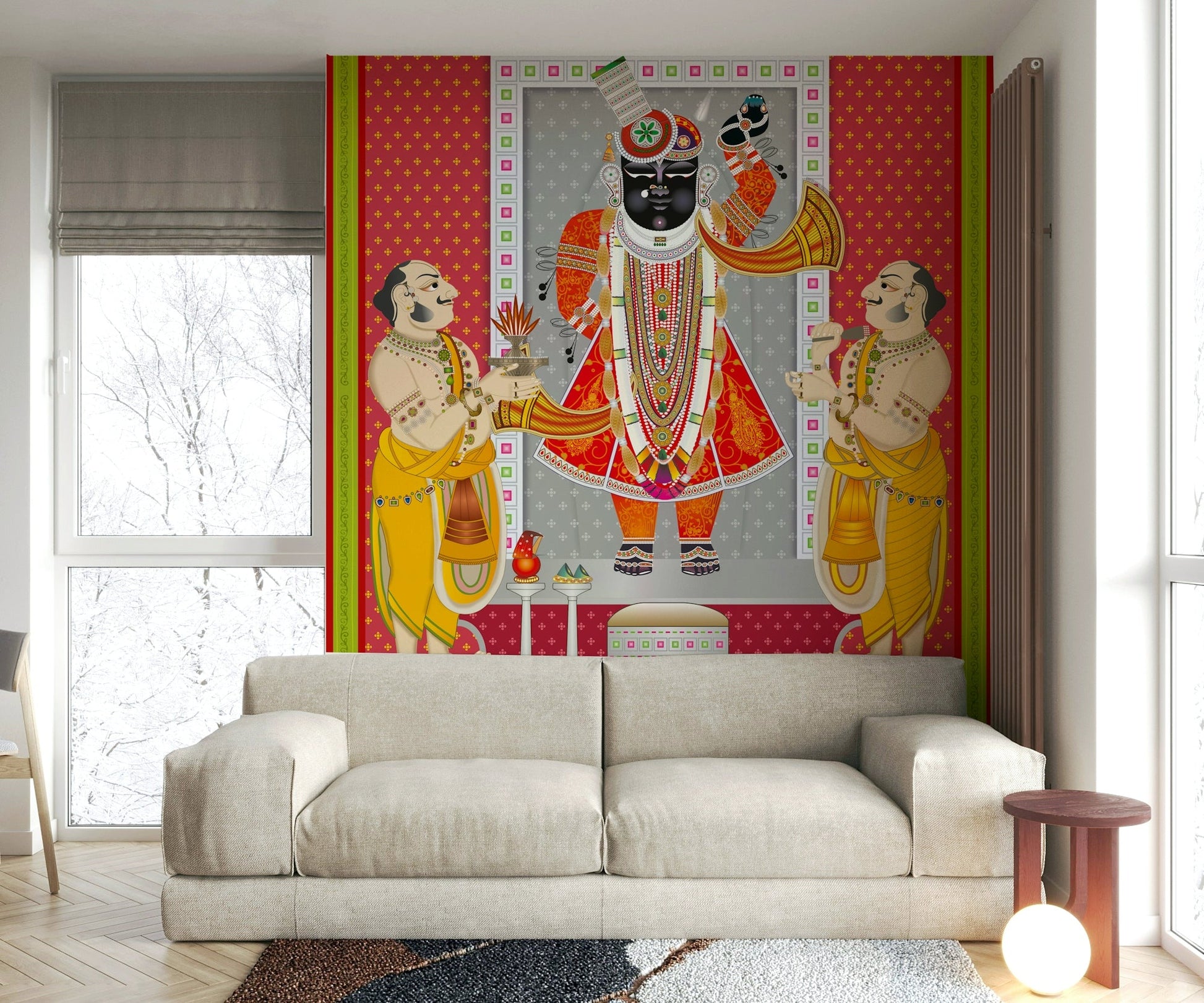 Ganesha is shown with a human body and the head of an elephant.
