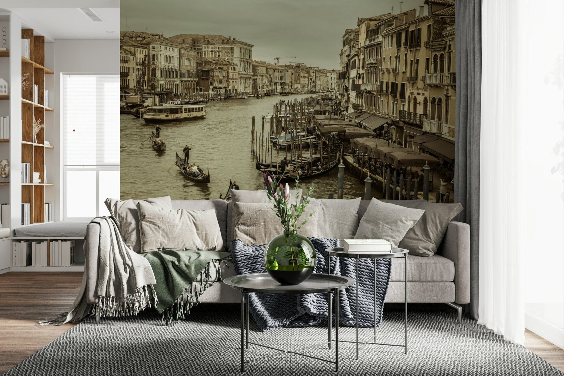 Artistic architectural scene of Venice on the Historic Grand Canal mural.