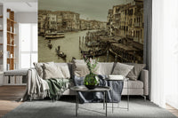 Artistic architectural scene of Venice on the Historic Grand Canal mural.