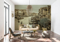 Custom wallcovering Historic Grand Canal lovely boats elegant antique city view