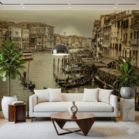 Beautiful old cityscape of Venice on the Historic Grand Canal wallpaper for walls.