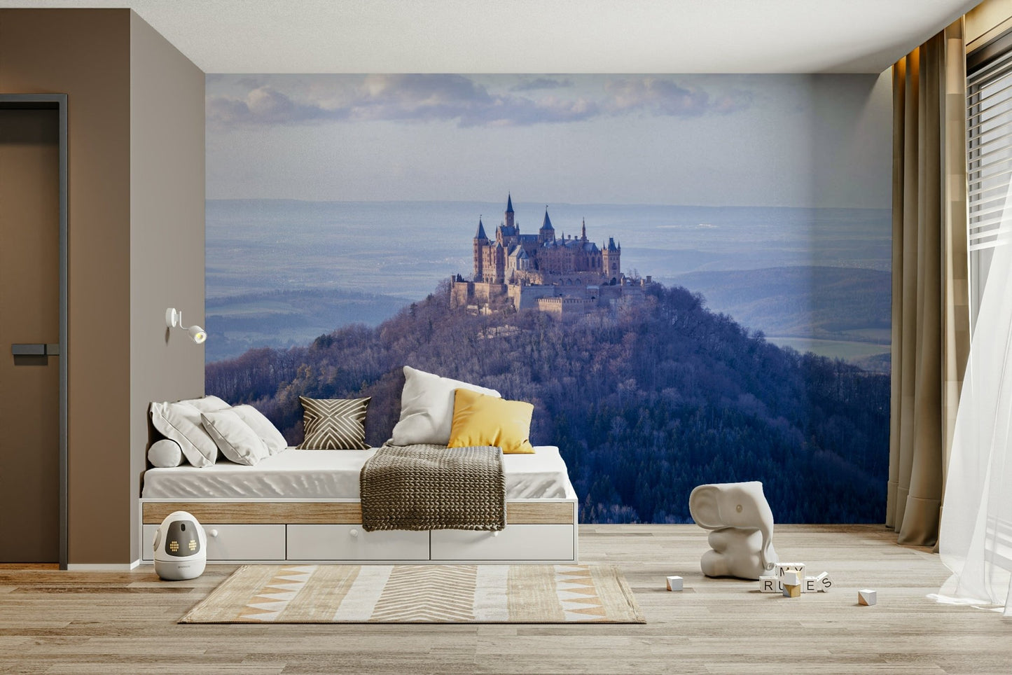 Vintage Hohenzollern Castle wall mural for classic décor.

