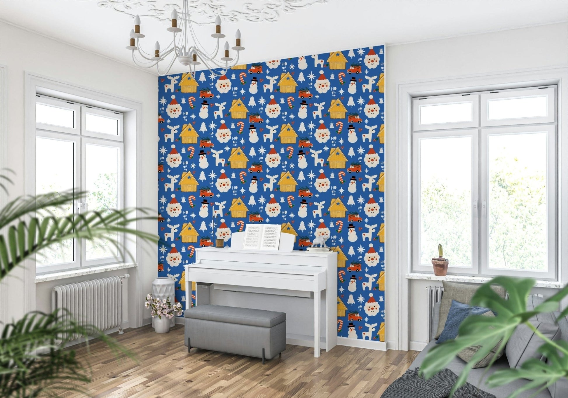 Holiday Cheer Doodle Wallpaper for Walls Festive Decor wall, GD6559