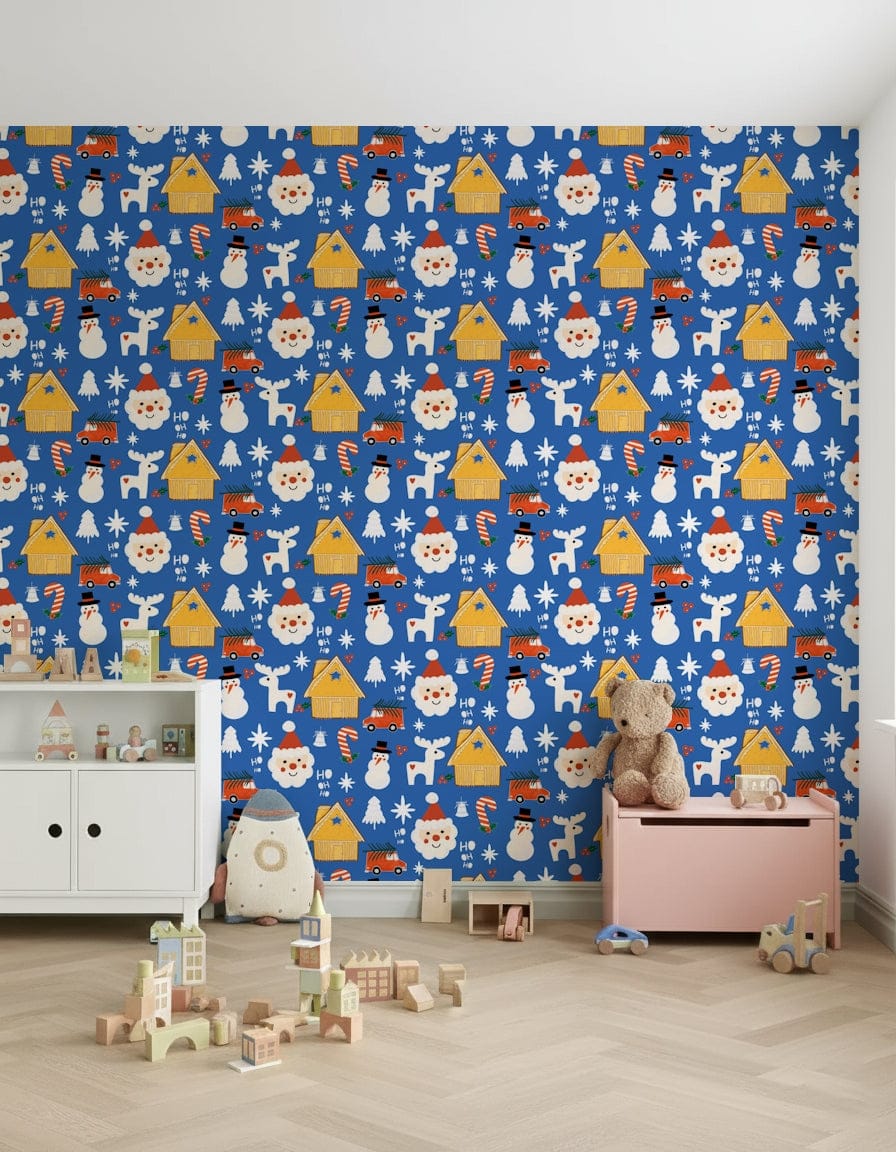 Vibrant Holiday Cheer Doodle print with classic winter motifs., GD6559