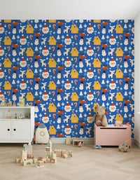 Vibrant Holiday Cheer Doodle print with classic winter motifs., GD6559