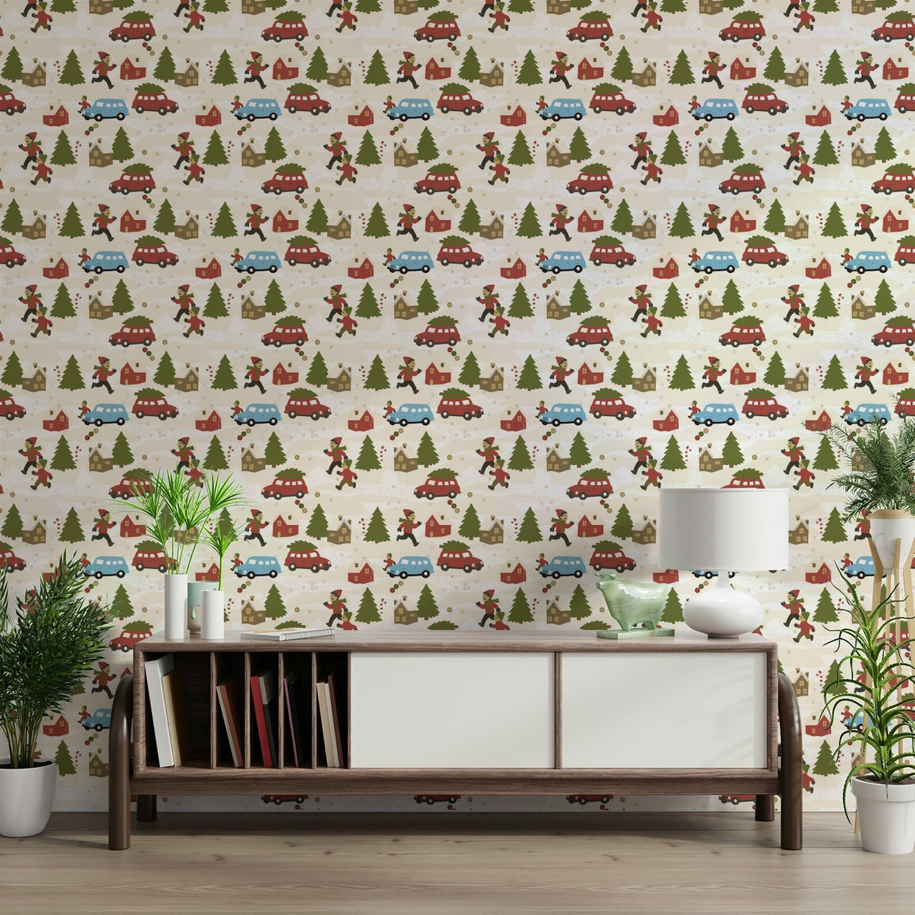 A beautiful, fun, festive wallpaper mural.

