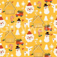 Joyful seasonal art featuring cabins, part of Holiday Whimsy Wallpaper.