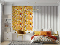 Repeating pattern of bright holiday illustrations, Holiday Whimsy Wallpaper.