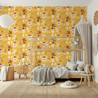 Festive winter repeating pattern, Holiday Whimsy Wallpaper collection design.