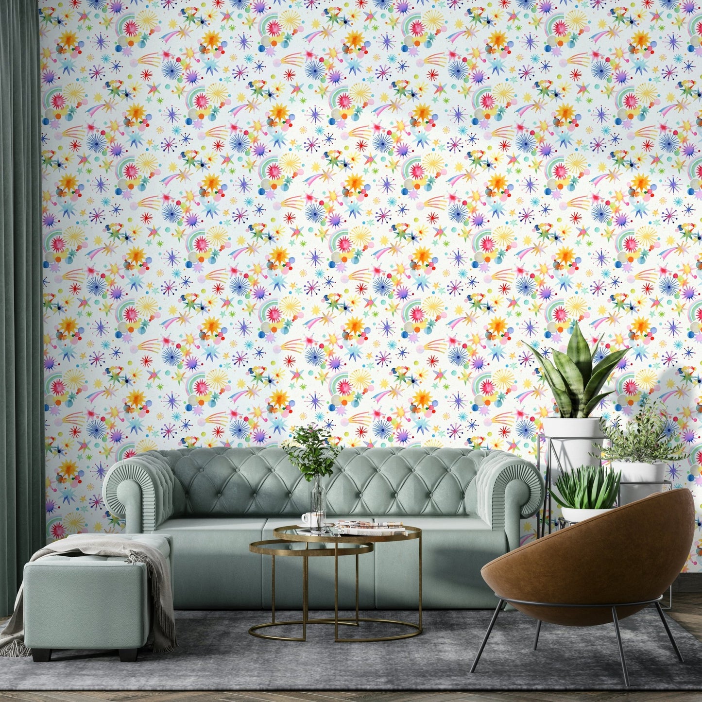 Whimsical star wall mural

