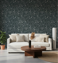 Cozy living room lifted by Homeland Floral Outer Space Wallpaper charm
