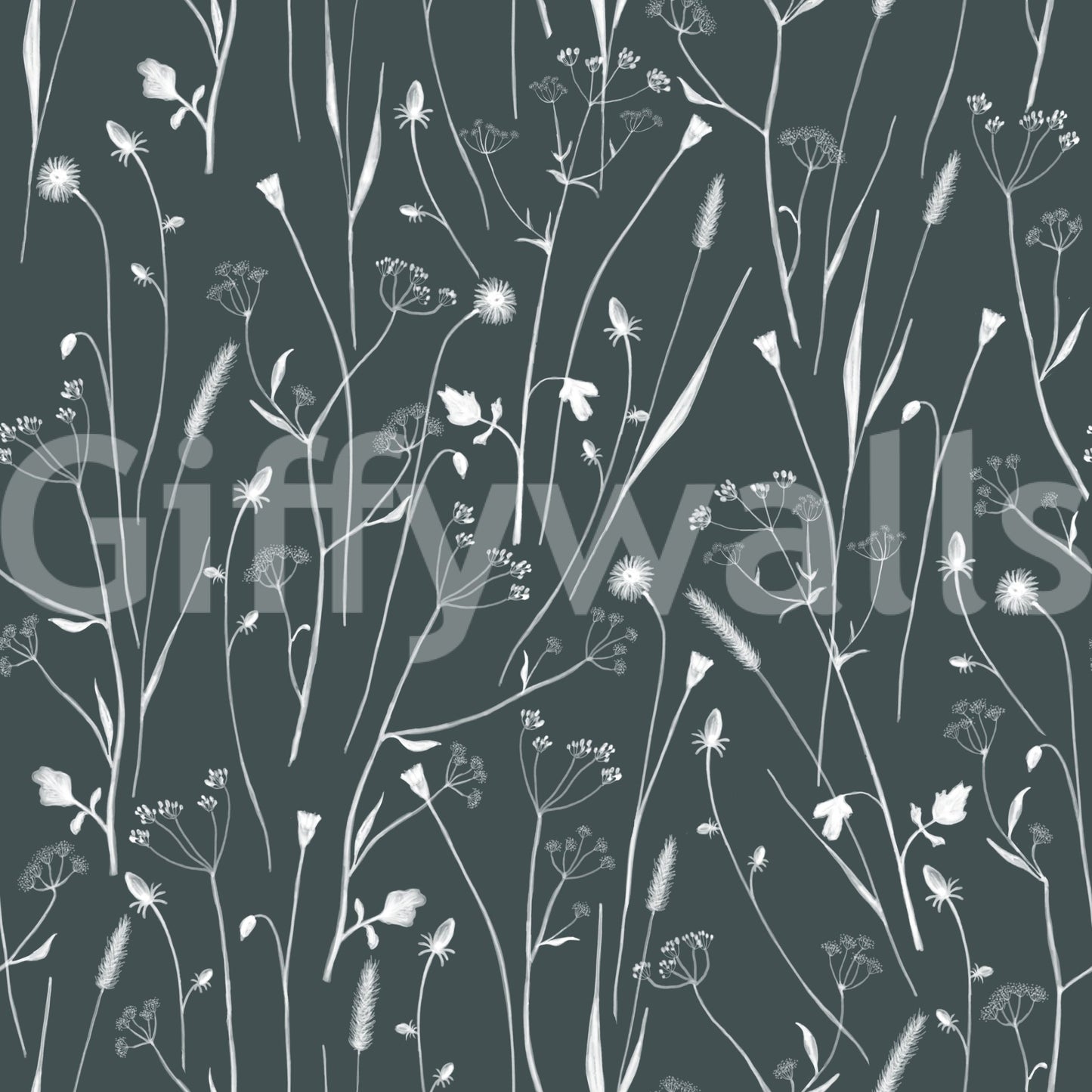 Homeland Floral Outer Space Wallpaper with fine botanical stems on a deep textured ground
