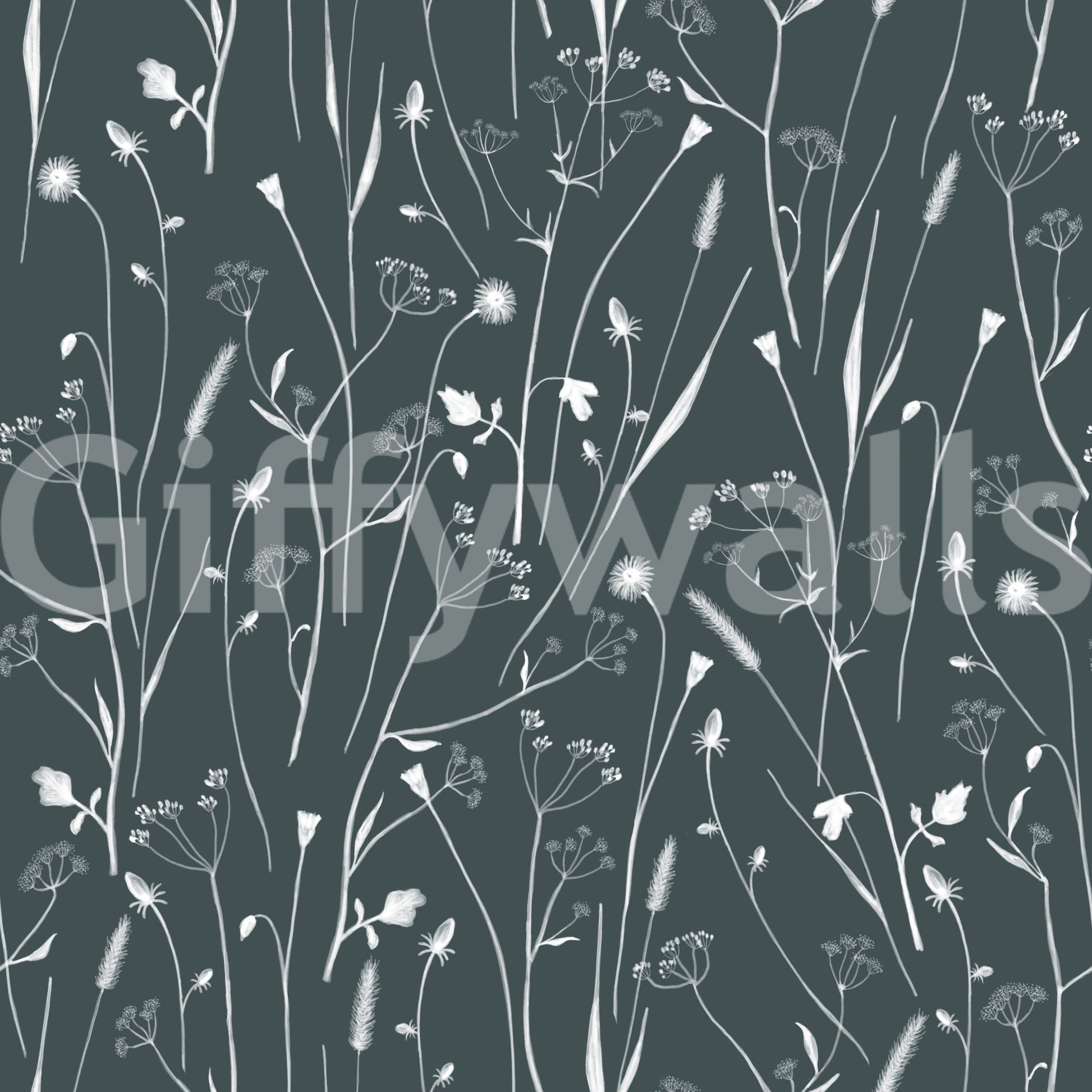 Homeland Floral Outer Space Wallpaper with fine botanical stems on a deep textured ground