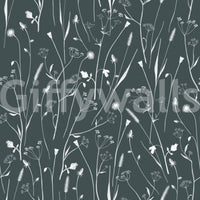 Homeland Floral Outer Space Wallpaper with fine botanical stems on a deep textured ground