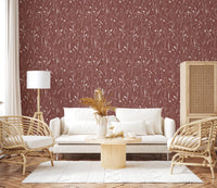 Living room with Homeland Floral Terracotta Wallpaper and layered textures