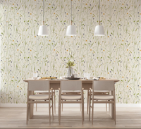 Homeland Floral Wallpaper brings a soft botanical look to this calm dining room