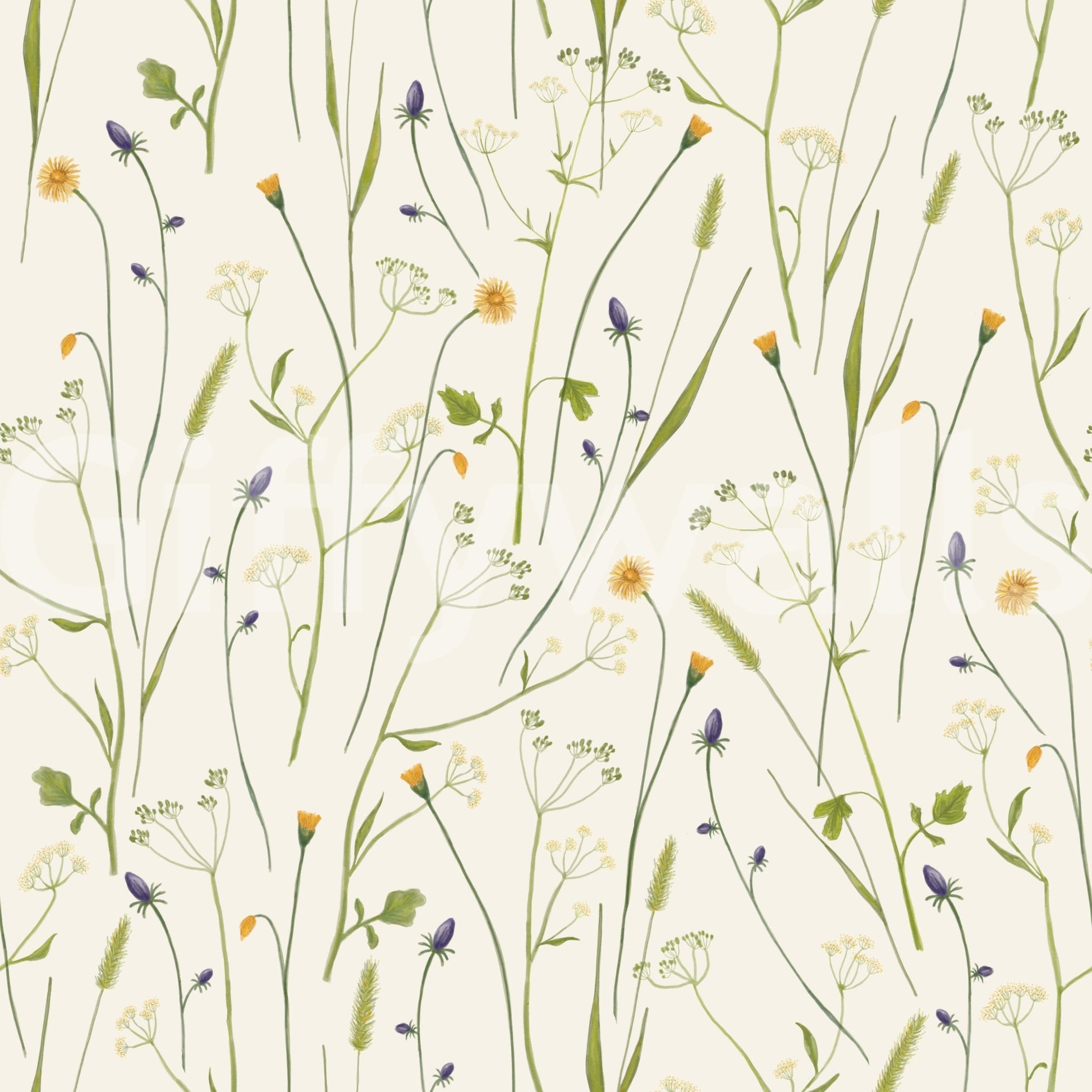 Homeland Floral Wallpaper with delicate stems and scattered blooms on a soft ground