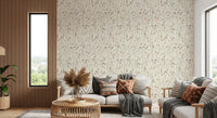 Warm earthy tones settle naturally beside Homeland Floral Winter Wallpaper in this lounge