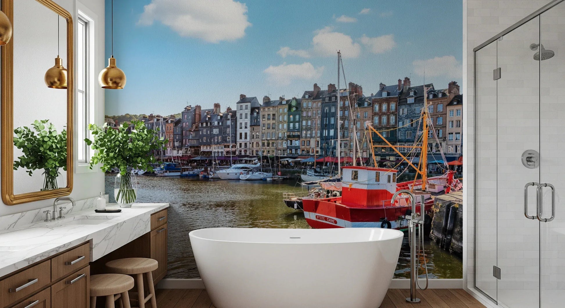 Honfleur Harbor Charm Wall Mural