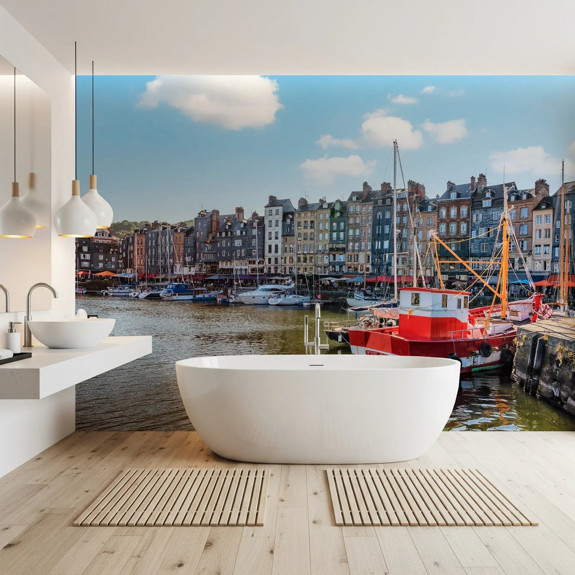 Honfleur Harbor Charm Wall Mural