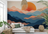 Earthy toned wall mural for a professional office feature wall