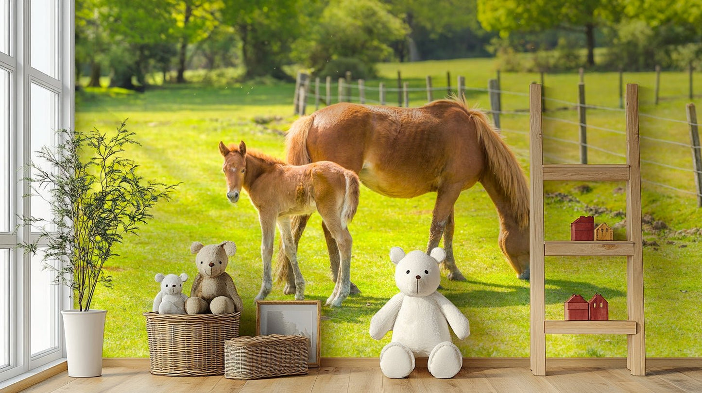 Wildlife mural featuring horse and foal

