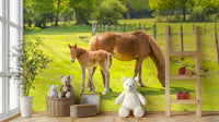 Wildlife mural featuring horse and foal

