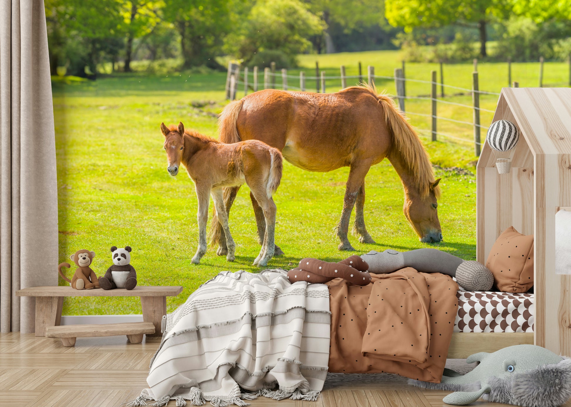 Mother horse with foal mural design

