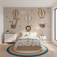 Whimsical safari balloon ride art for play areas., GD8472
