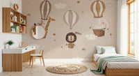 Illustrated safari animals in hot air balloons., GD8472
