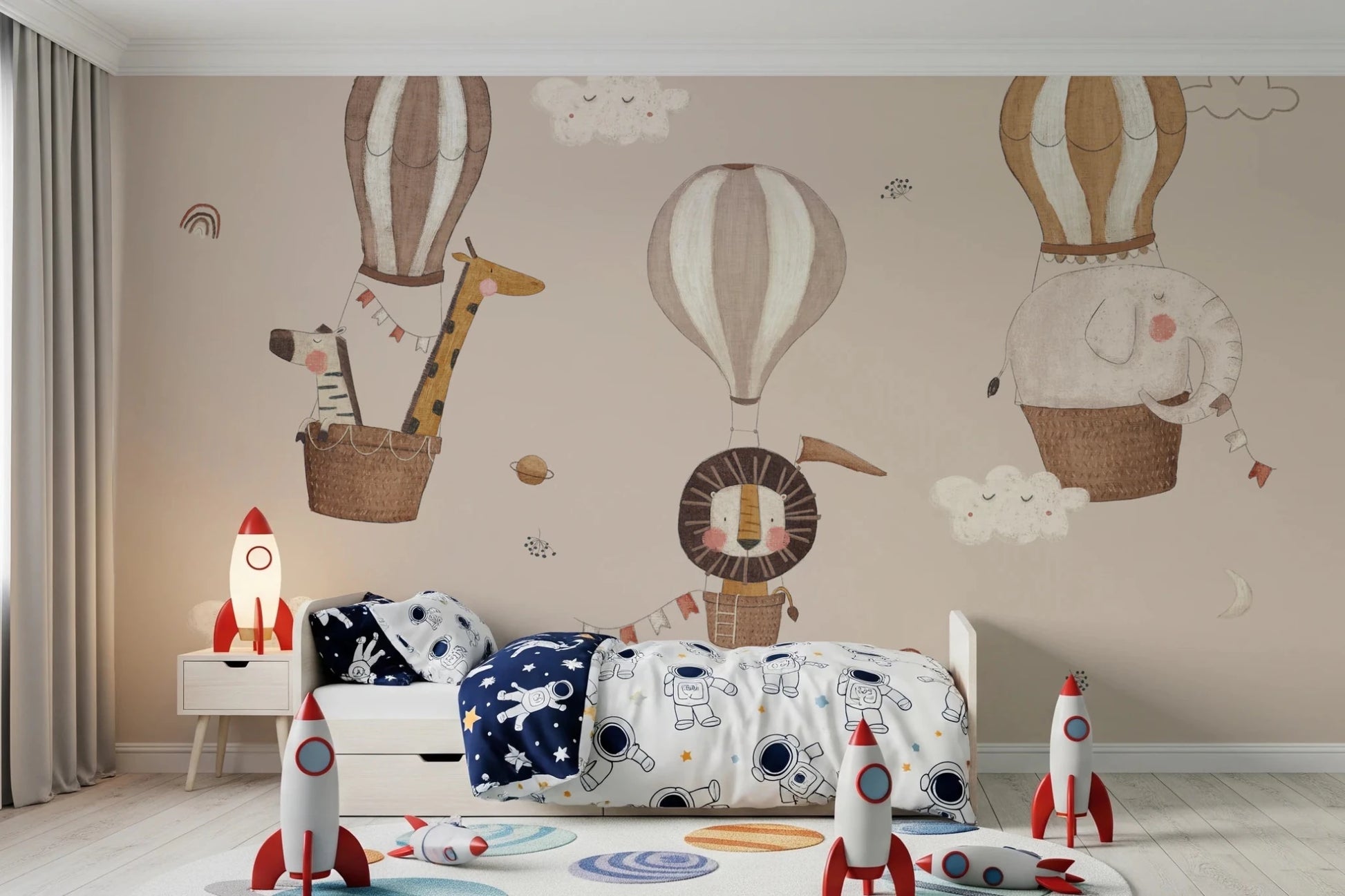 Playful animal safari balloons in a watercolor style., GD8472