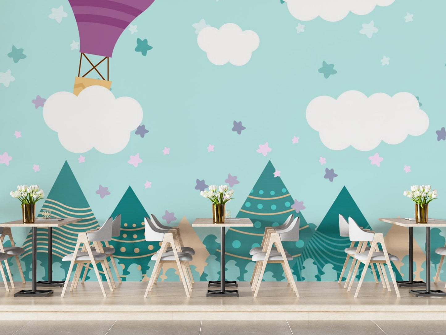 Hot Air Balloons Nursery Wallpaper Wall Mural - Giffywalls A291
