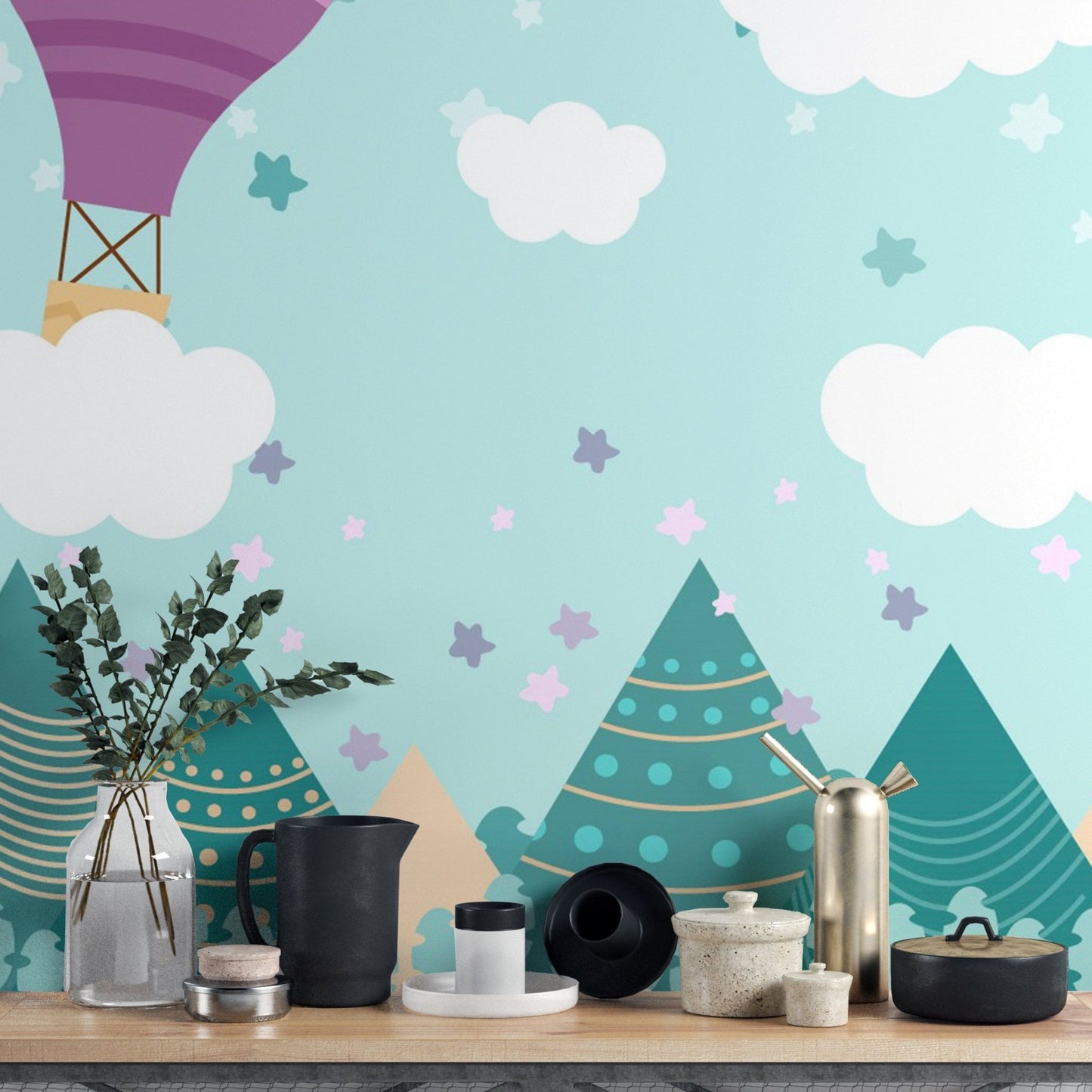 Hot Air Balloons Nursery Wallpaper Wall Mural - Giffywalls A291